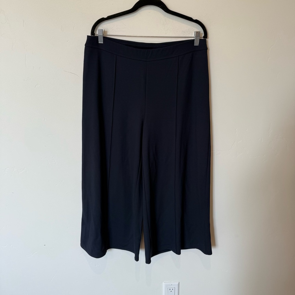 J Jill Navy Blue Wide-Leg Cropped Pants Womens Size XL Petite Work Office Career
